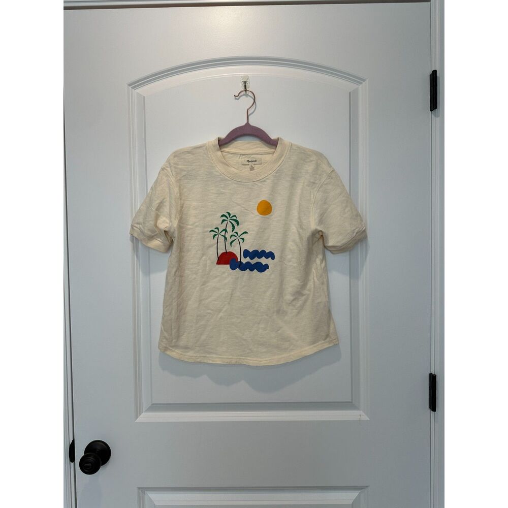 Madewell Island Getaway Graphic Everyday Crop T-shirt Ivory Size XS